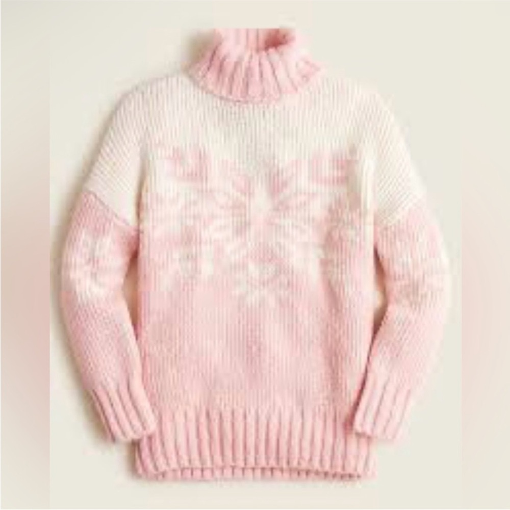 J.Crew Alpaca Wool Blend Turtleneck Sweater Pink Cream Cozy Winter Knit M​